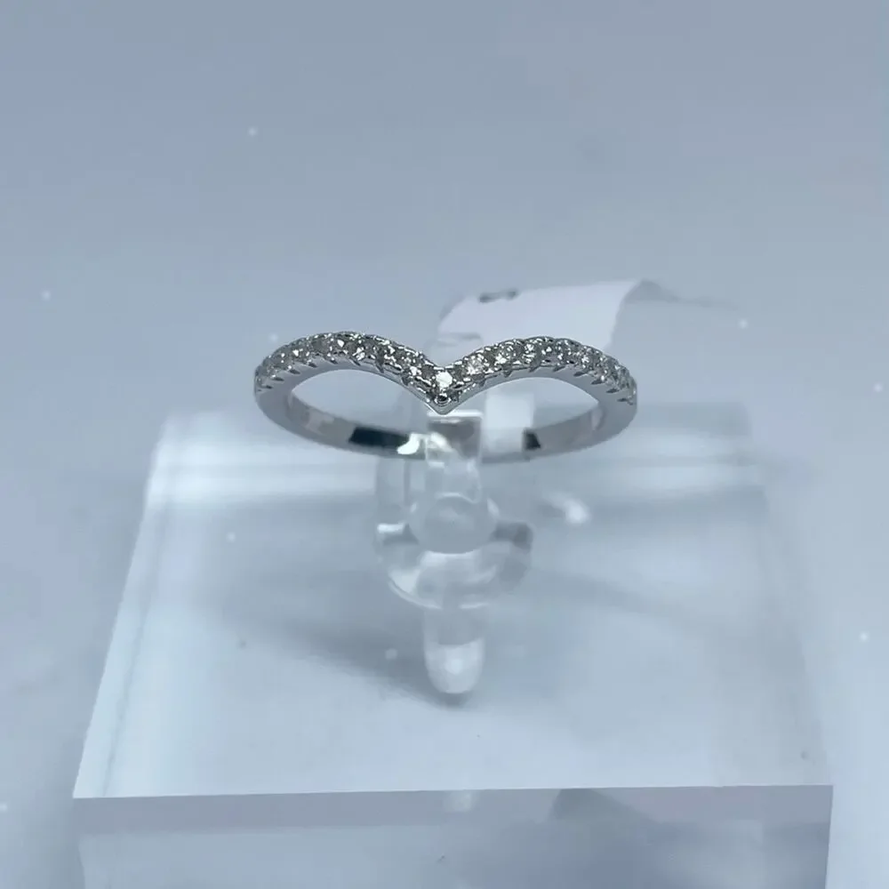 Moissanite Diamond V Band Anniversary Ring GRA Certified 925 18K Finish Size 8